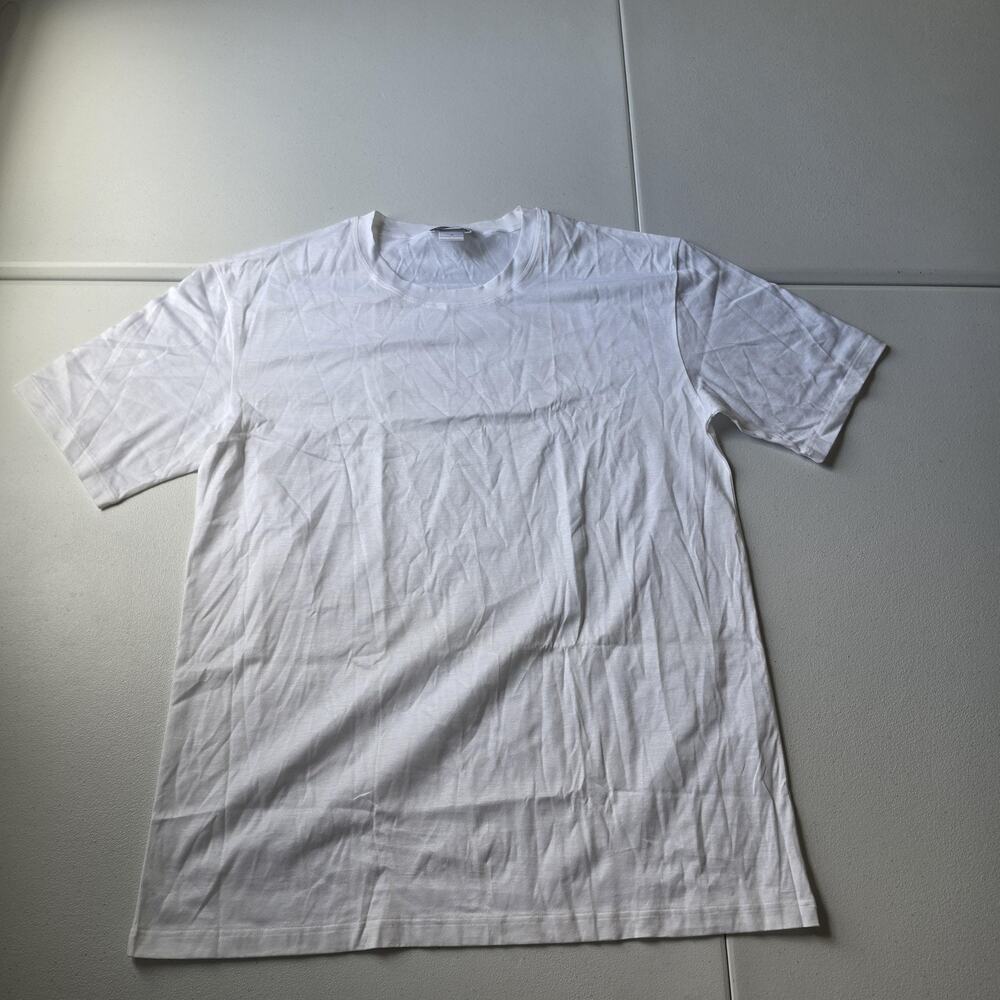 Hanro Shirt Mens Medium White 100% Mercerized Cotton Short Sleeve Crew Neck Tee